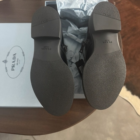 PRADA SPAZZOLATO LEATHER COMBAT BOOTS IN BLACK - Picture 2 of 11